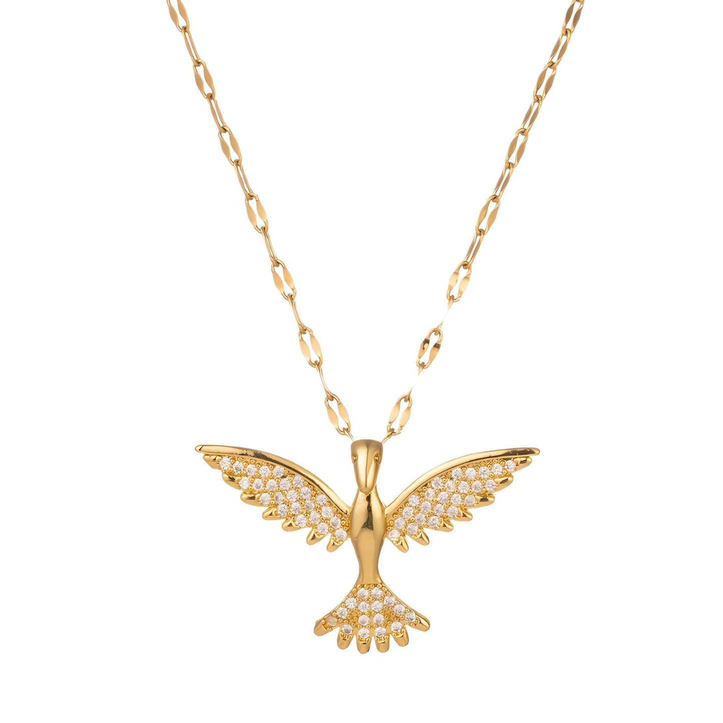 "Bird" Necklace, 18K Gold Plated Steel