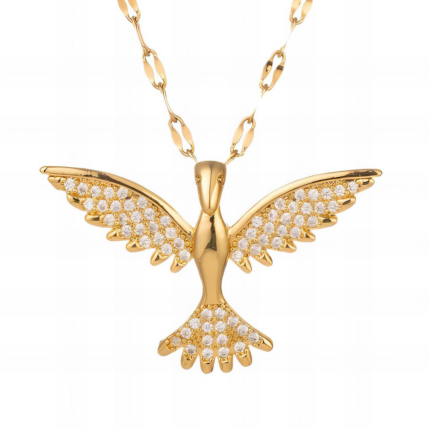 "Bird" Necklace, 18K Gold Plated Steel