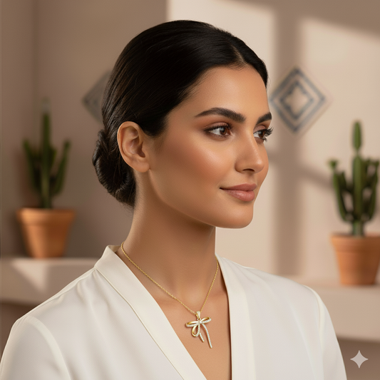 Bow Necklace 18K Gold Plated Steel