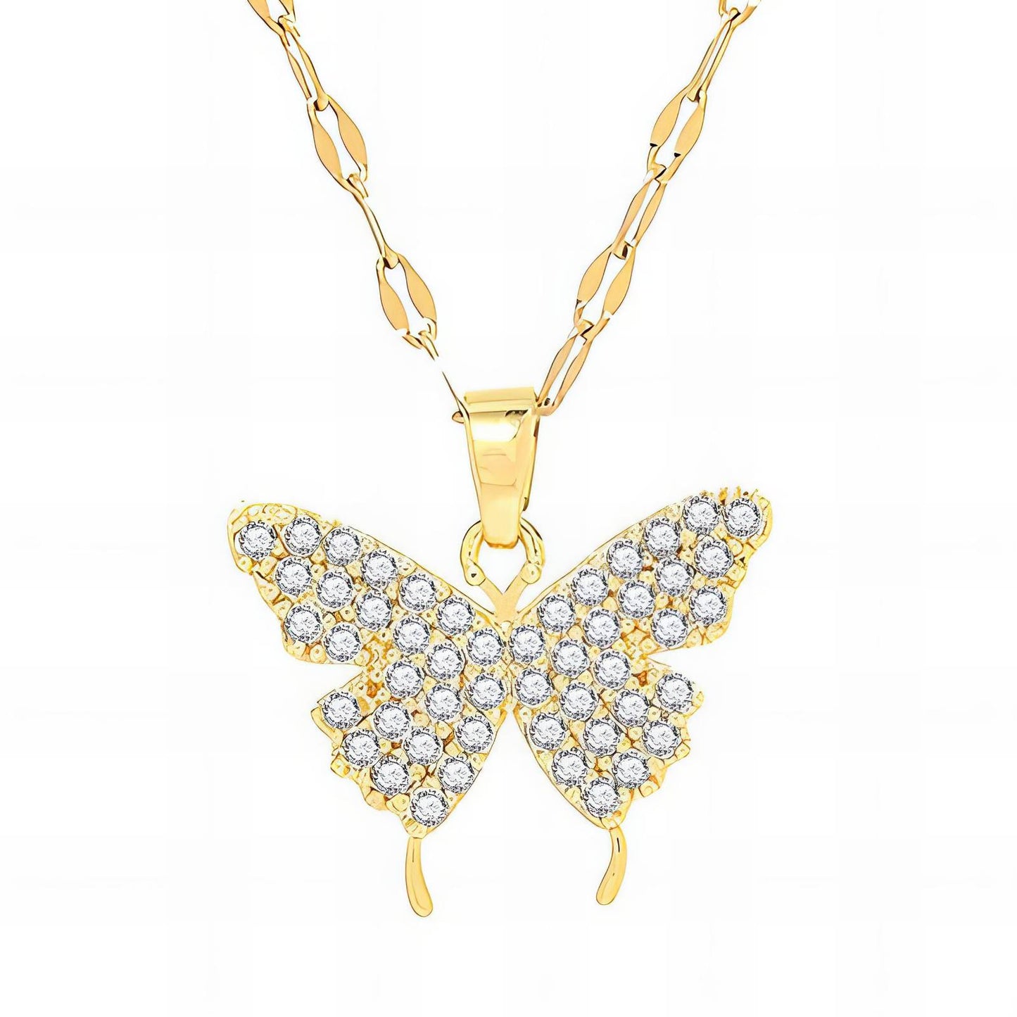 Butterfly 18K Gold Plated Steel Necklace