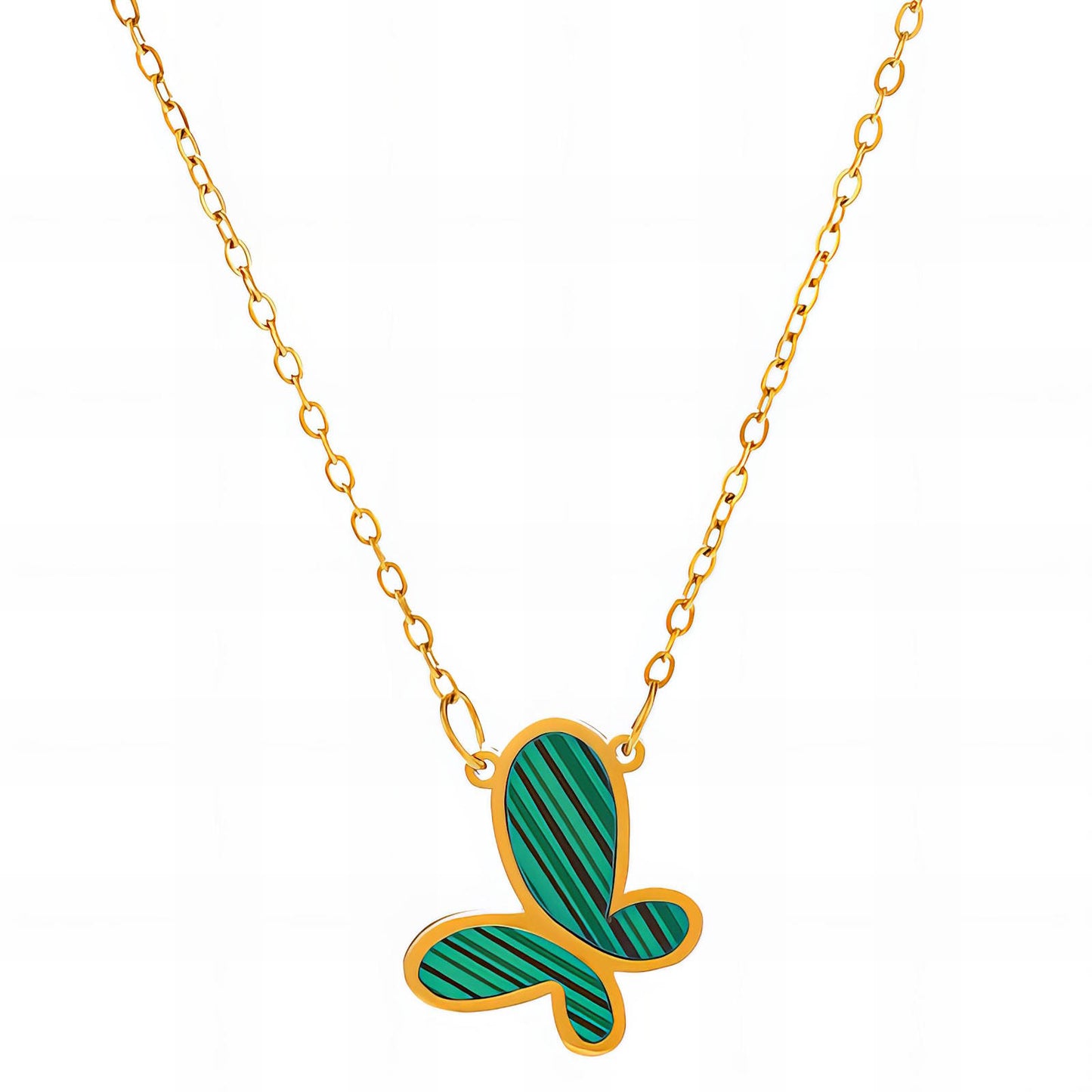 "Butterfly" Necklace, 18K Gold Plated Steel