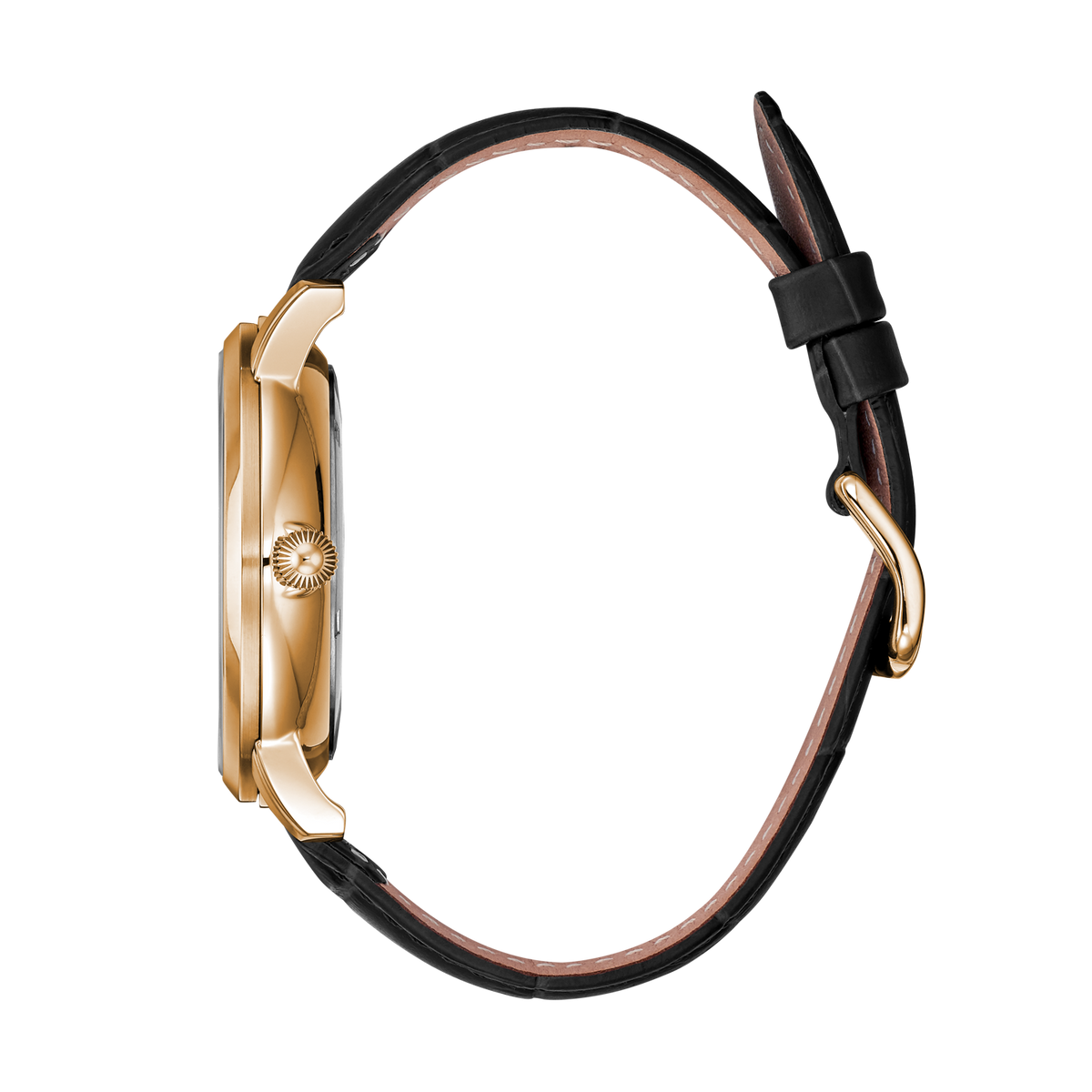 René Mouris Executive 80101RM5 men's watch, rose gold, black dial, black leather strap – side profile