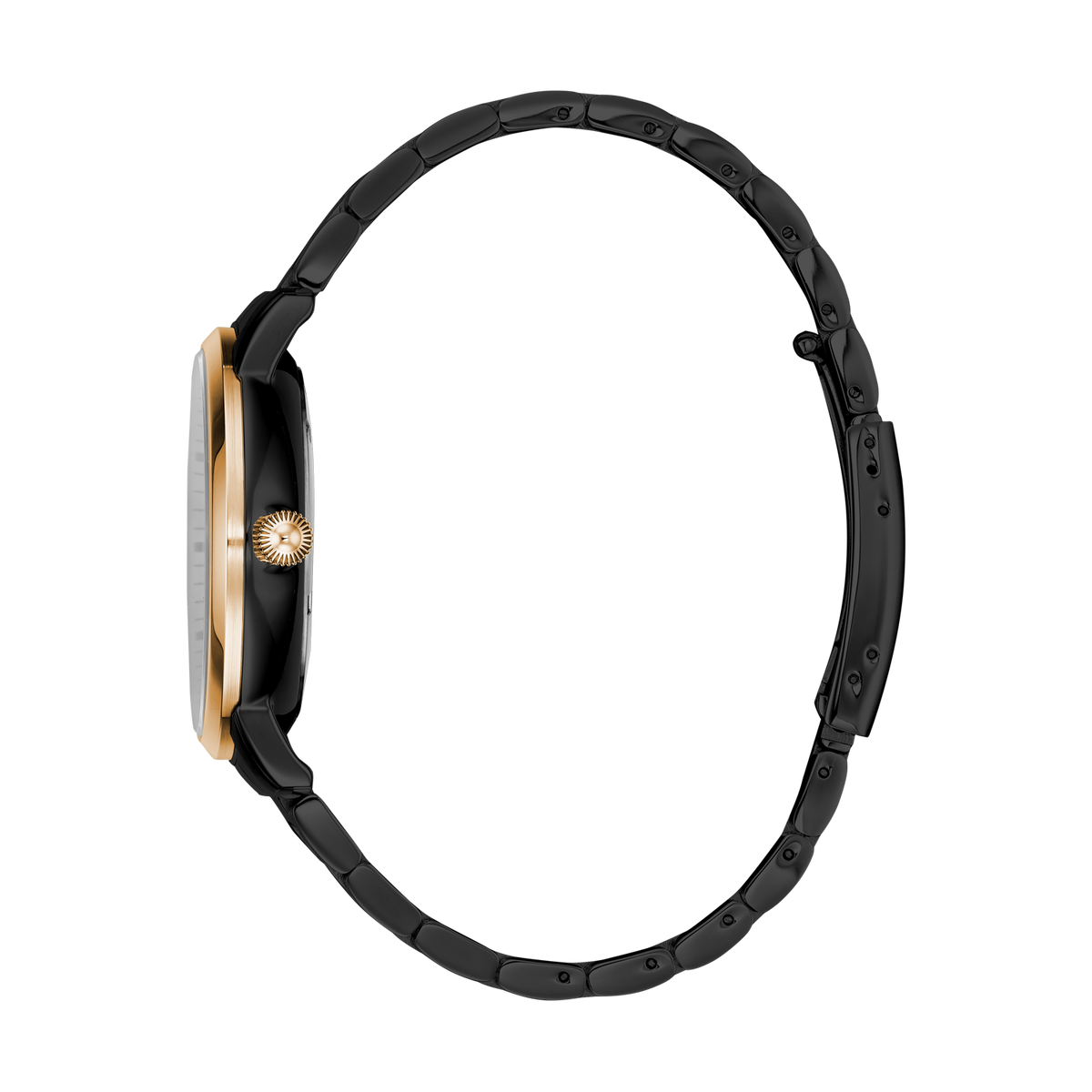 René Mouris Executive 80102RM5 men's watch, black PVD, black dial, rose gold bezel – side profile