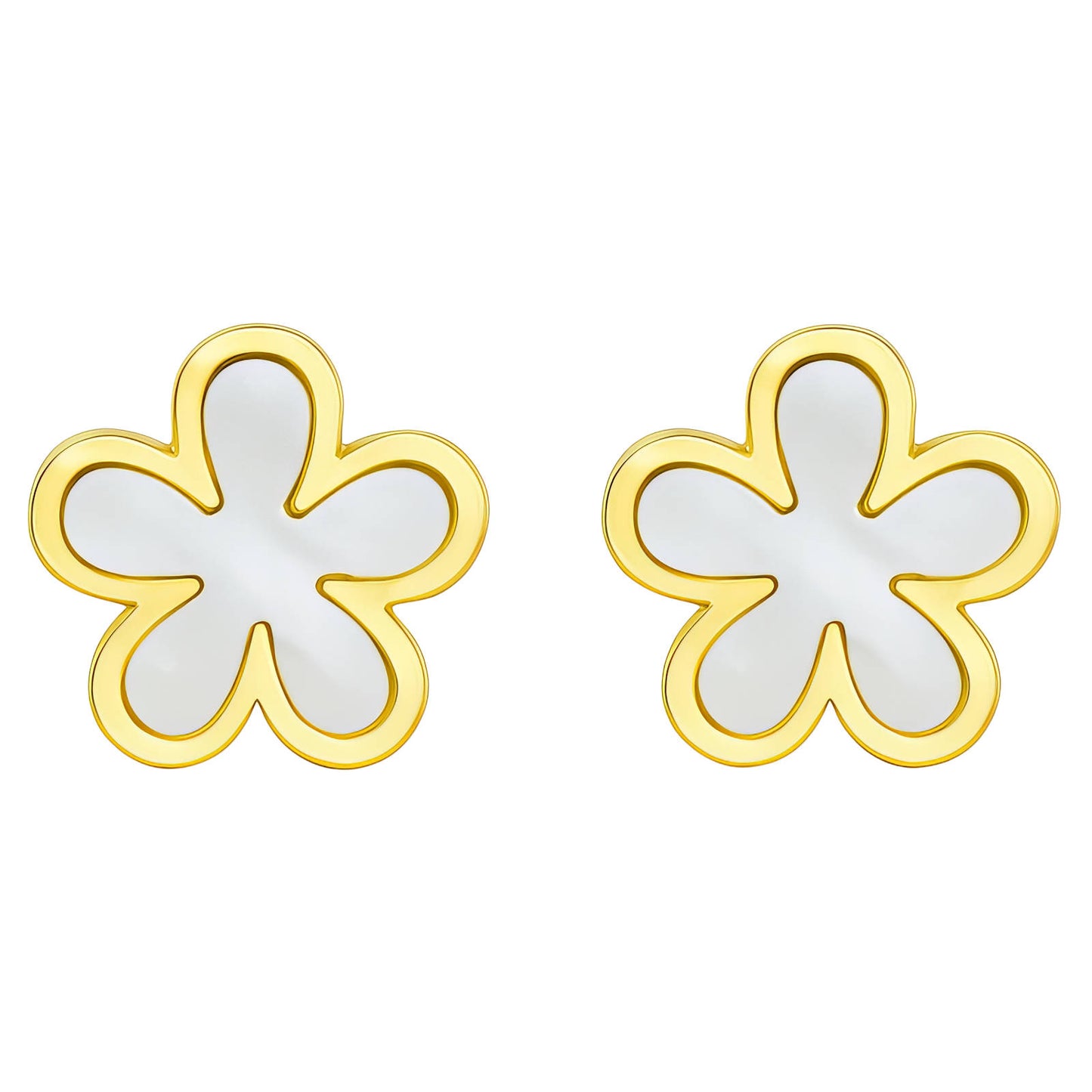 Flower Design Earrings 18K Gold Plated Steel