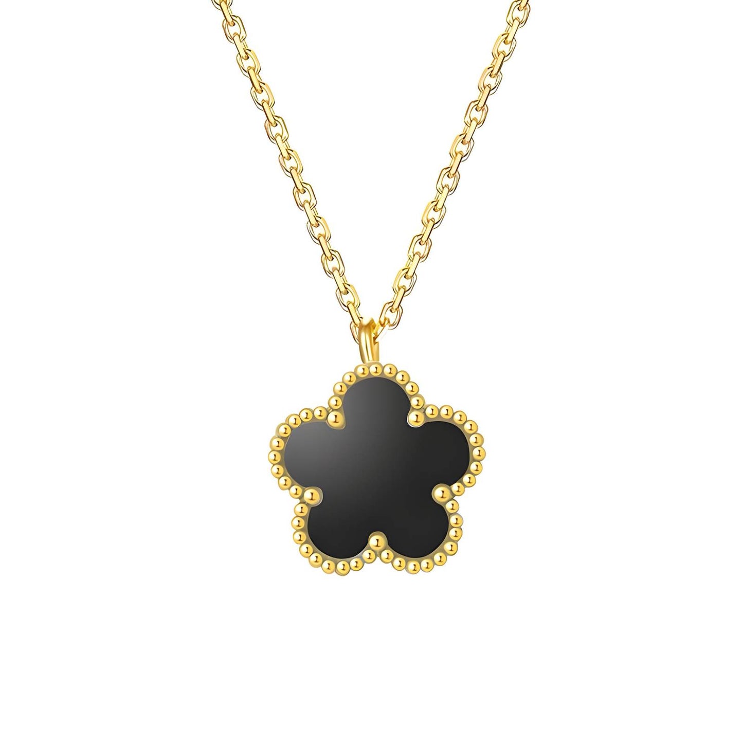 Flower" Necklace, 18K Gold Plated Steel
