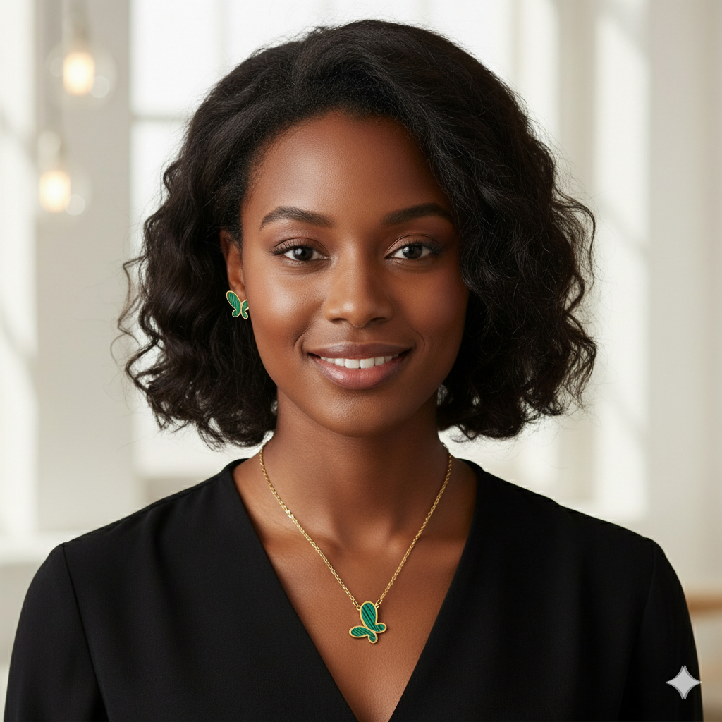 "Butterfly" Earrings and Necklace 18K Gold Plated