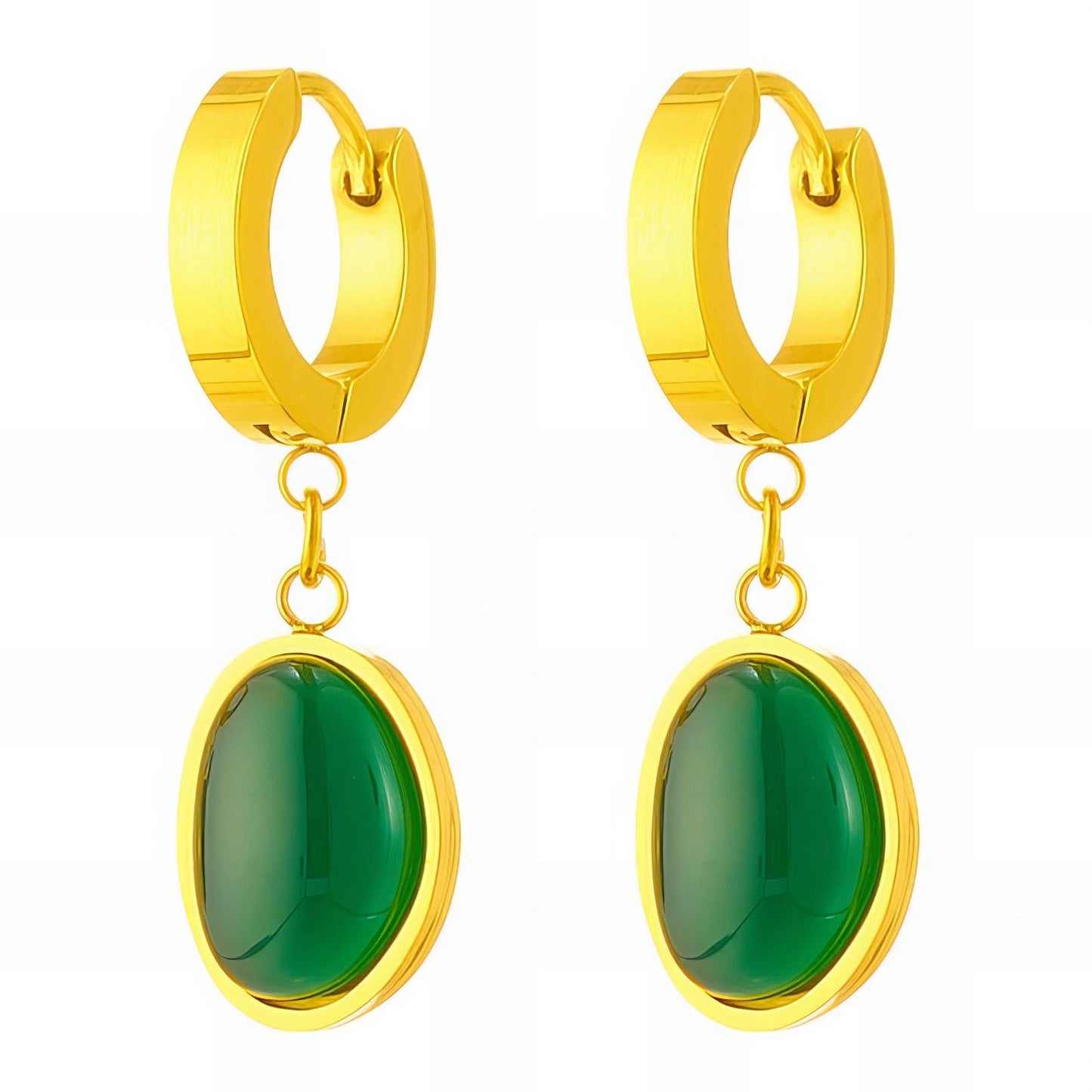 Green Luxe Hoops 18K Gold Plated Steel