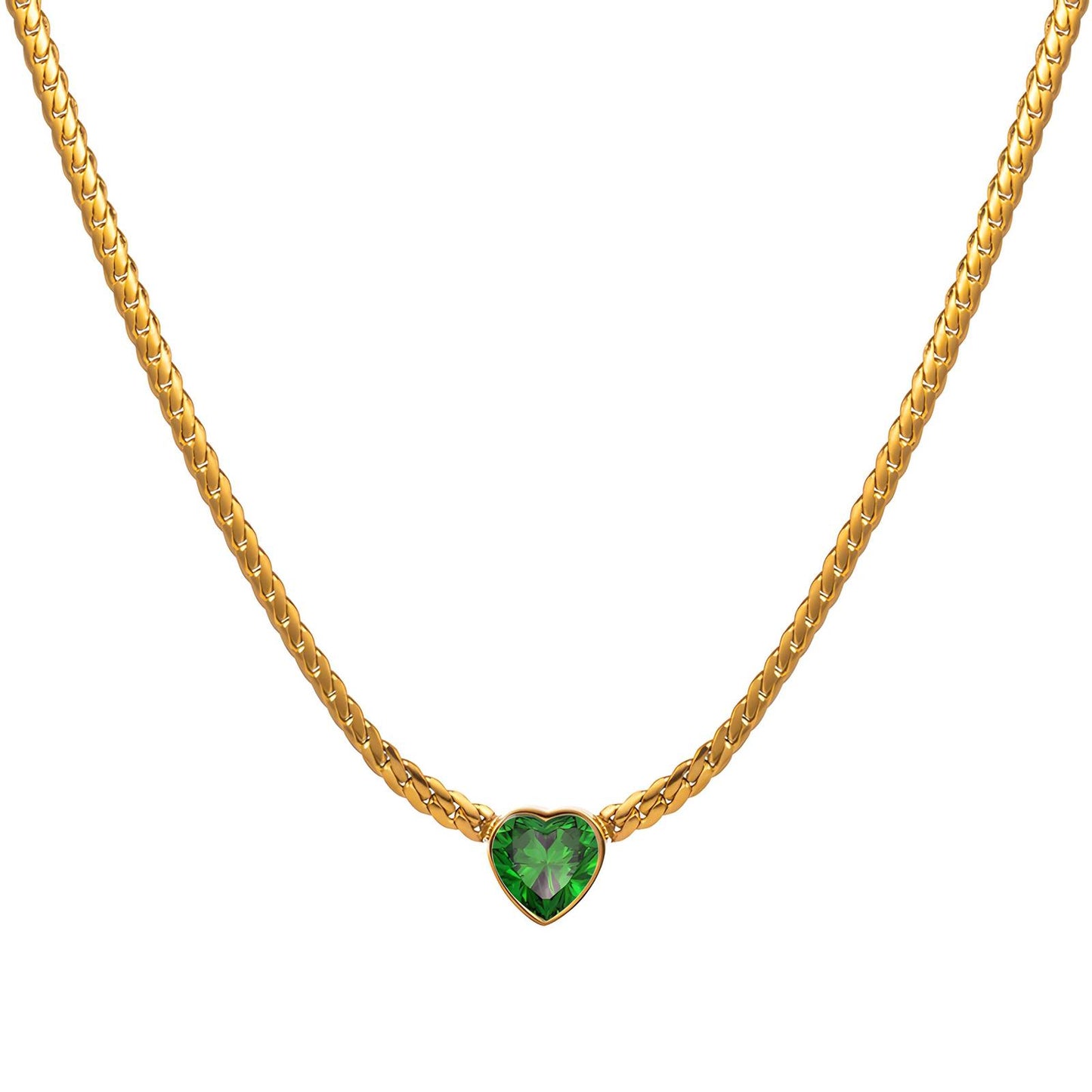 "Heart" Necklace, 18K Gold Plated Steel