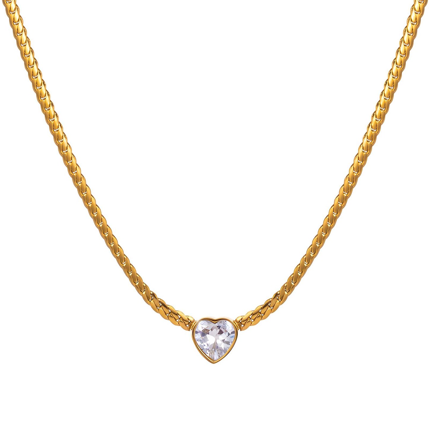 "Heart" Necklace, 18K Gold Plated Steel