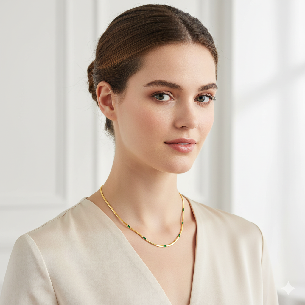 Necklace, 18K Gold Plated Steel