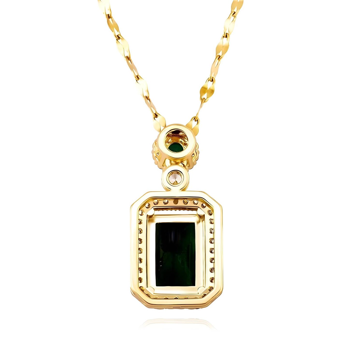 Necklace, 18K Gold Plated Steel Green