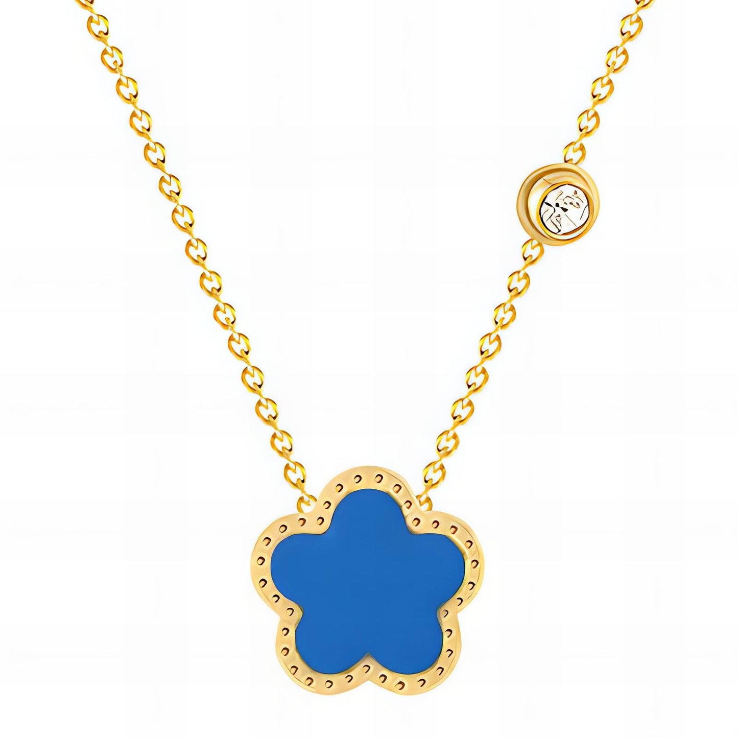 Flower" Necklace, 18K Gold Plated Steel with Cubic