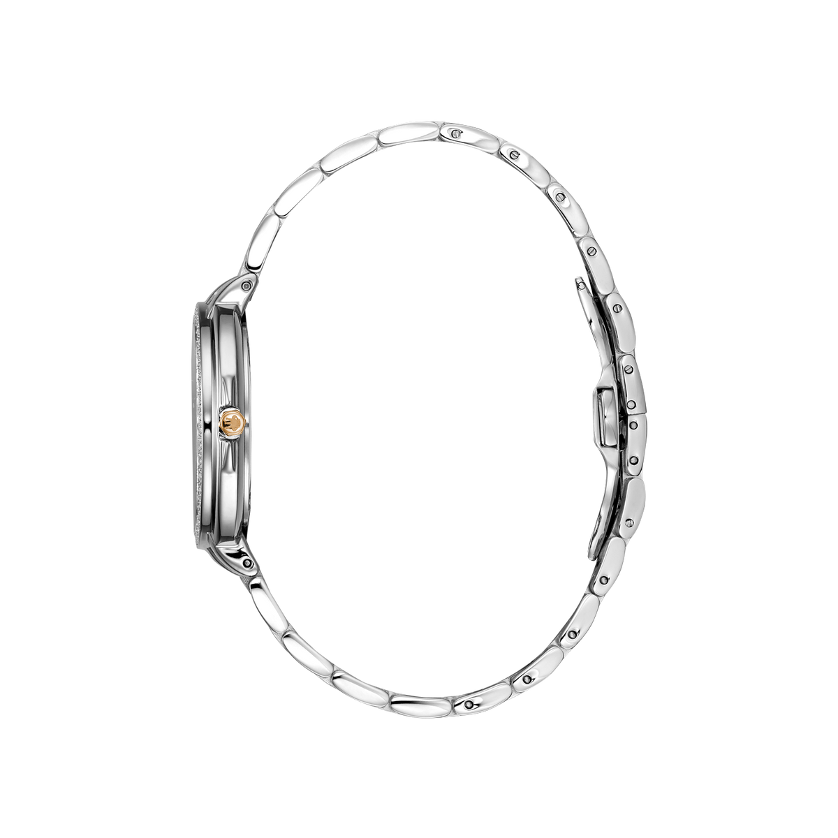 René Mouris Papillon 50111RM5 women's watch, two-tone rose gold with white mother-of-pearl dial – side profile