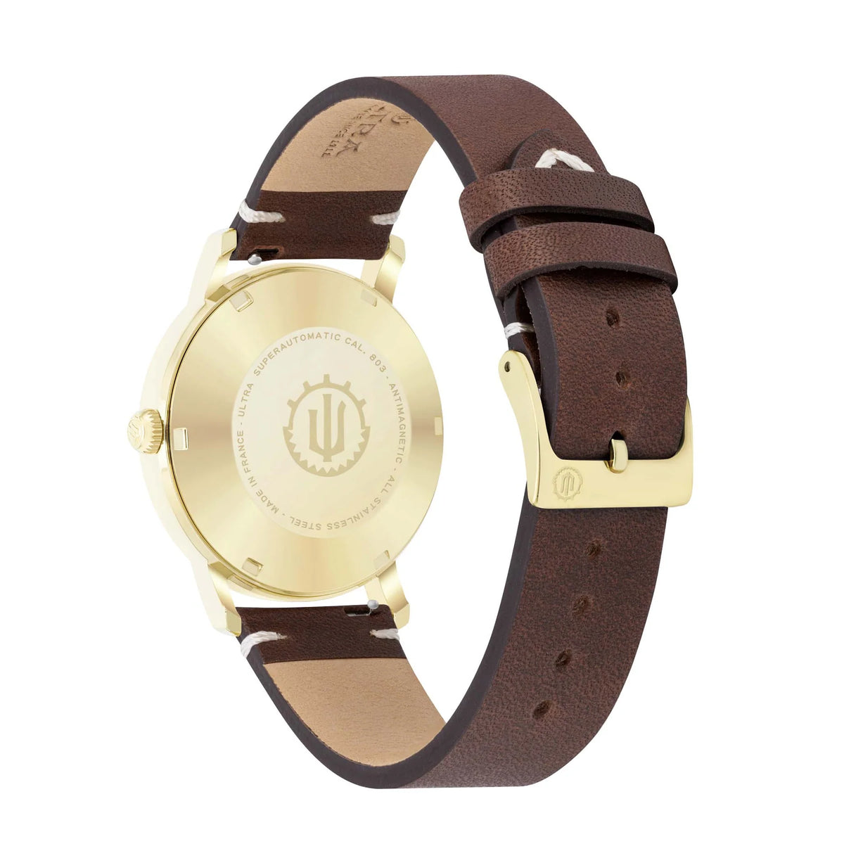 Ultra 1911 Superautomatic Cuir Spicy Gold automatic watch - case back view