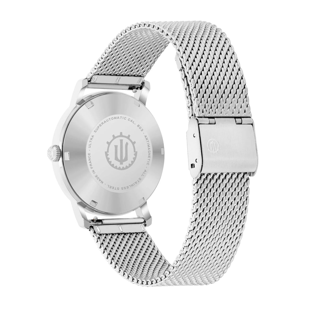Ultra 1911 Superautomatic Maille Pure Silver automatic watch - case back view