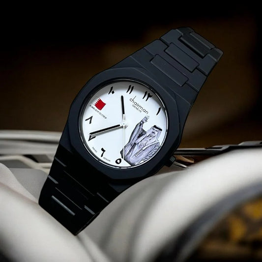 QATAR Sheikh and Flag Photo Poly Carbon Chairman Geneve Watch