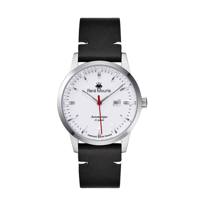 Noblesse-10106RM1 Men's Watch – Silver, White Dial, Black Leather Strap