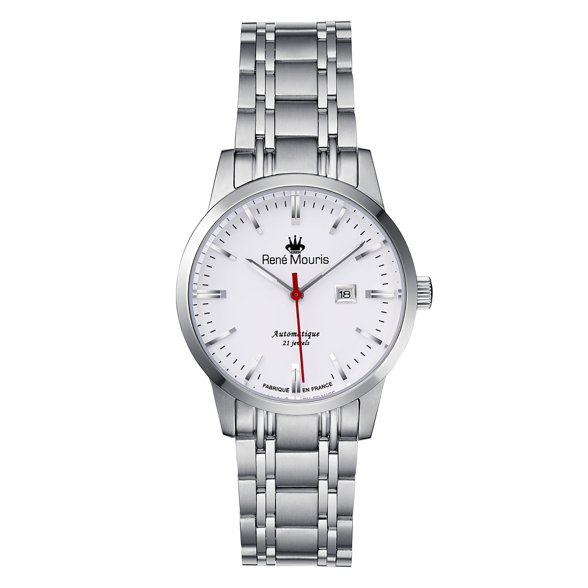 René Mouris Noblesse 10108RM1 women's watch, silver, white dial – front view