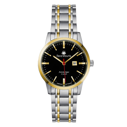René Mouris Noblesse 10108RM2 women's watch, two-tone gold, black dial – front view