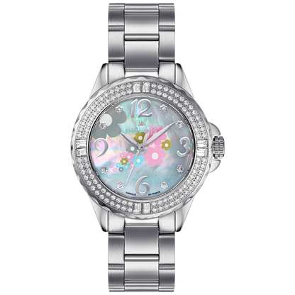 René Mouris La Fleur 50105RM1 women's watch, silver, mother-of-pearl floral dial – front view