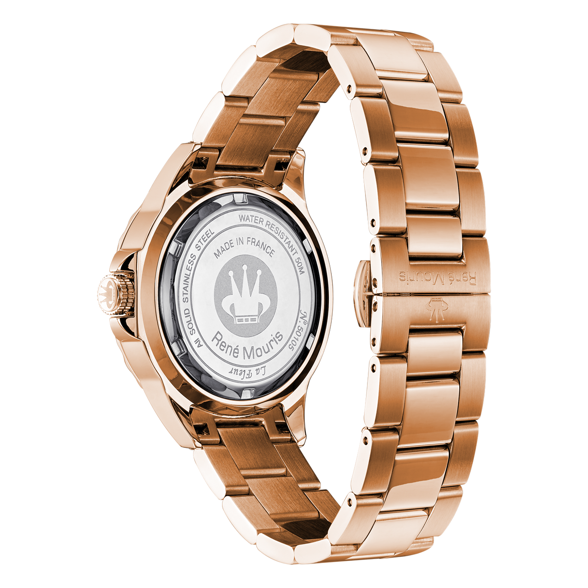 René Mouris La Fleur 50105RM9 women's watch, rose gold, mother-of-pearl floral dial – case back