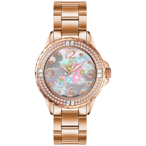 René Mouris La Fleur 50105RM9 women's watch, rose gold, mother-of-pearl floral dial – front view