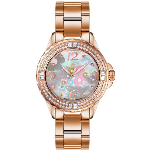 René Mouris La Fleur 50105RM9 women's watch, rose gold, mother-of-pearl floral dial – front view