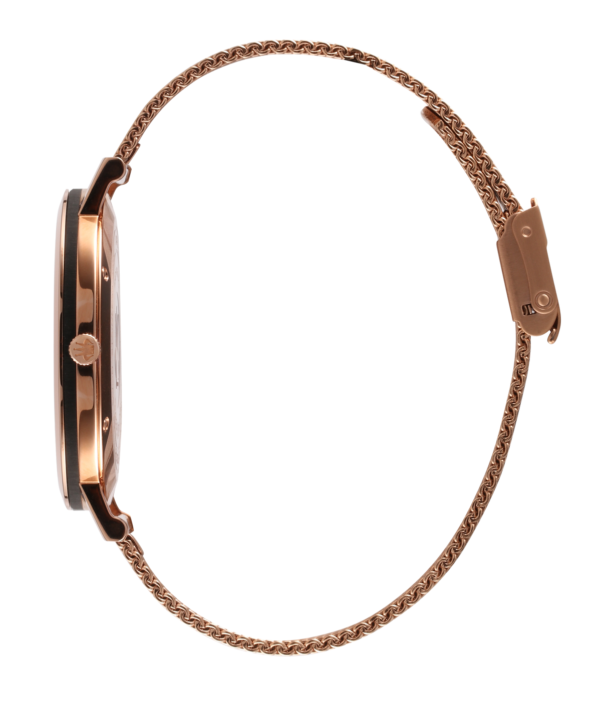 René Mouris L'Emporter 80104ME006 men's watch, rose gold, white dial, mesh bracelet – side profile