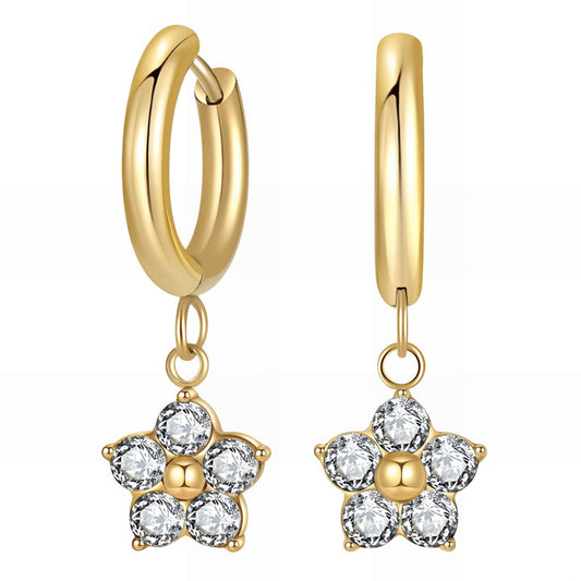 Flower" Necklace And Earrings 18K Gold Plated Steel SET