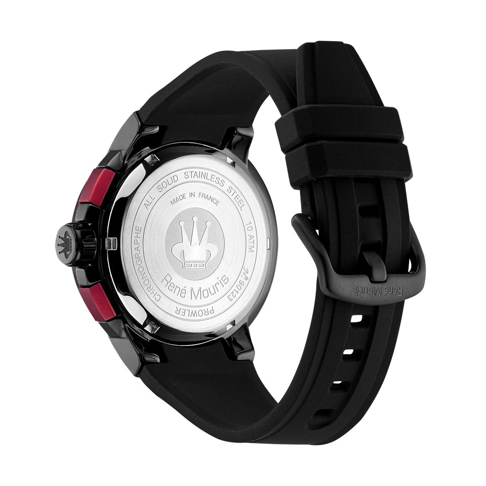 René Mouris Prowler 90123RM3 men's watch, black, red accents – case back