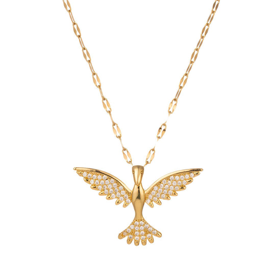 "Bird" Necklace, 18K Gold Plated Steel