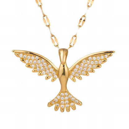 "Bird" Necklace, 18K Gold Plated Steel