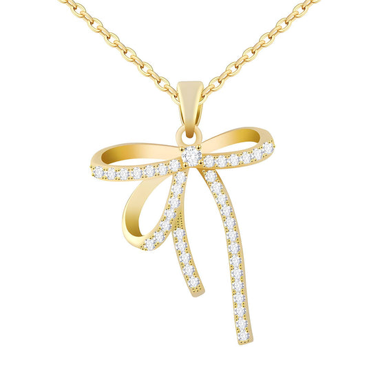 Bow Necklace 18K Gold Plated Steel