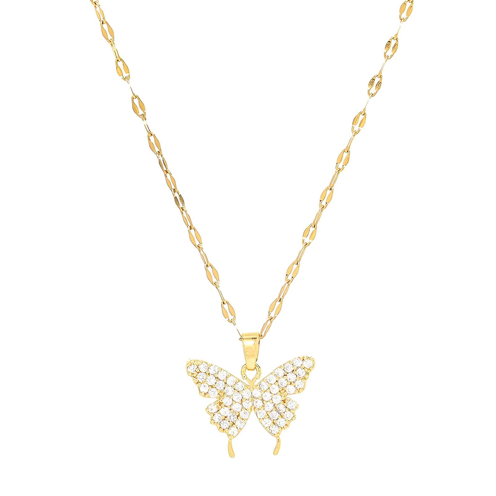 Butterfly  18K Gold Plated Steel Necklace