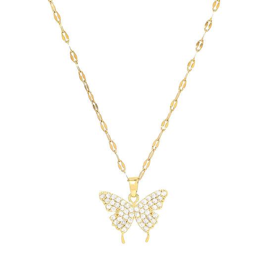Butterfly  18K Gold Plated Steel Necklace