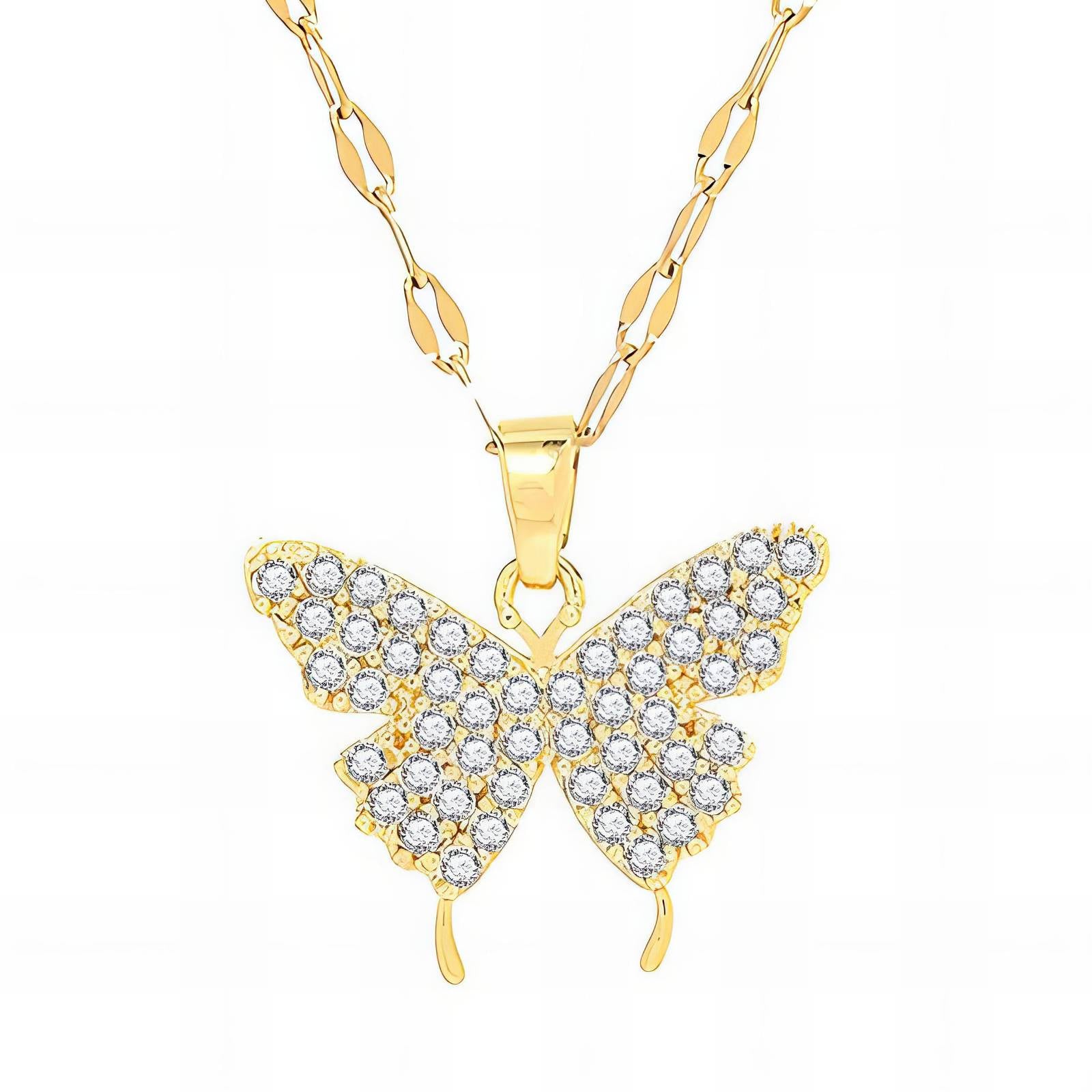 Butterfly  18K Gold Plated Steel Necklace
