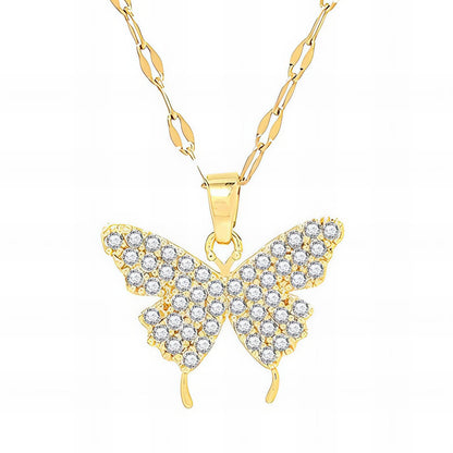 Butterfly  18K Gold Plated Steel Necklace
