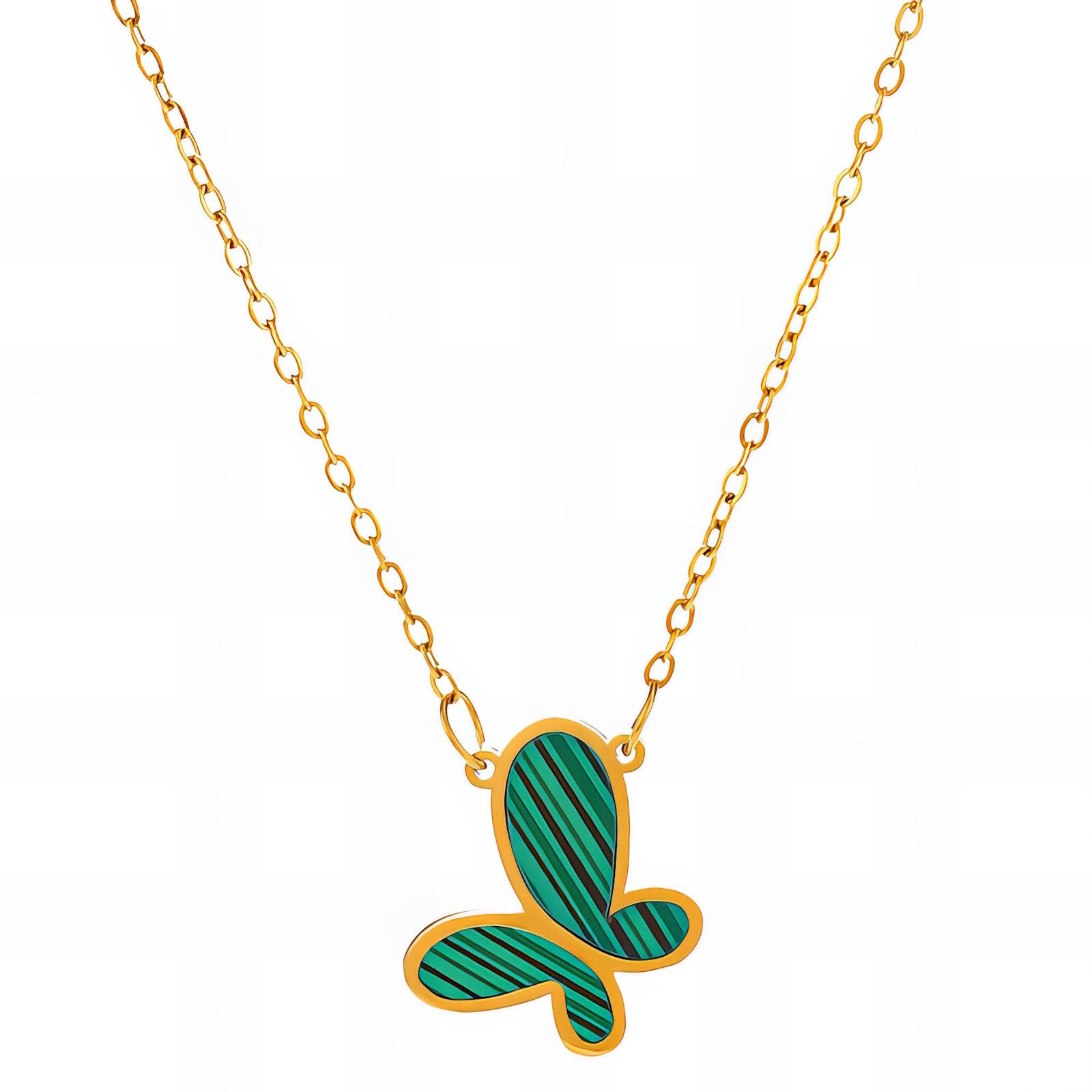"Butterfly" Necklace, 18K Gold Plated Steel
