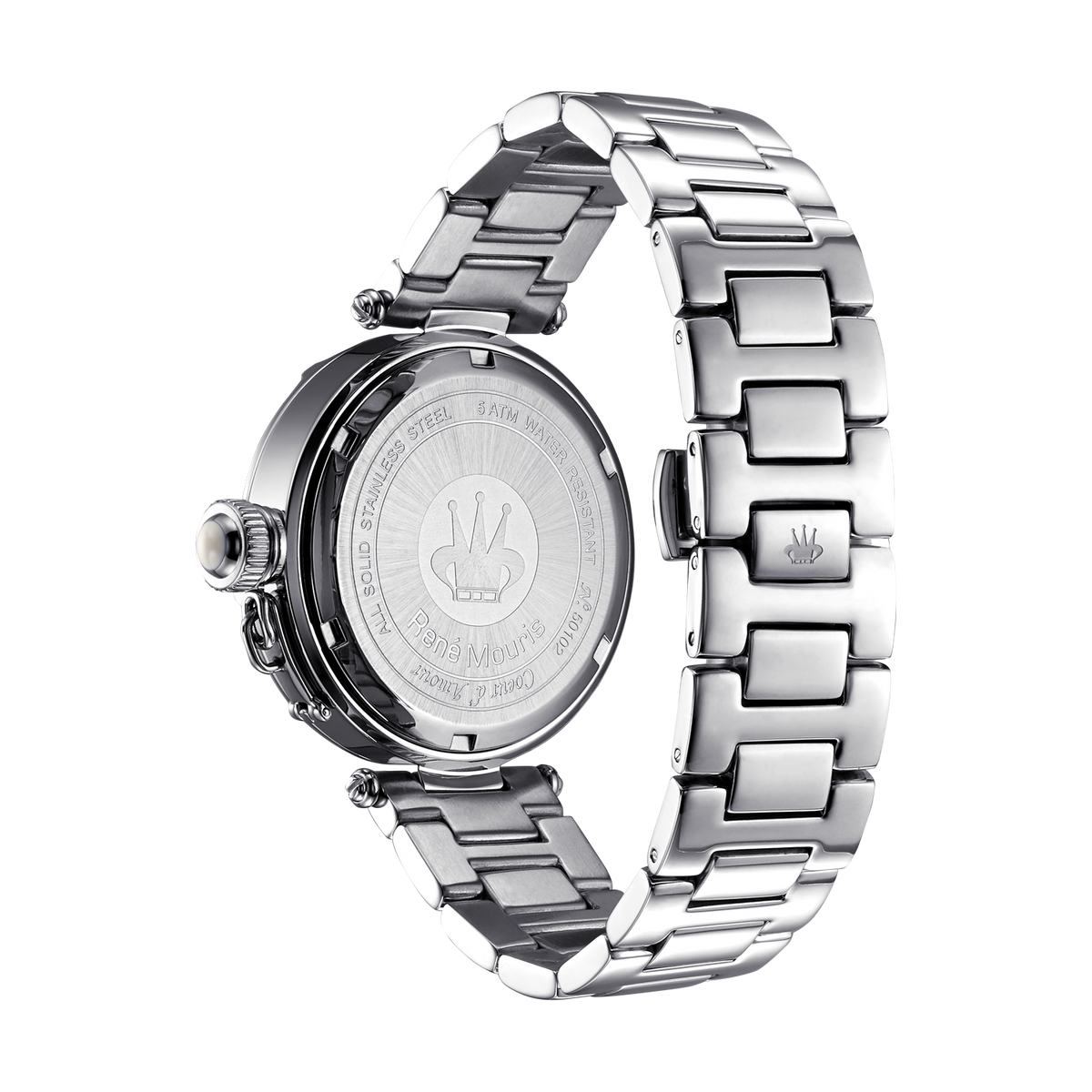René Mouris Coeur d'Amour 50102RM1 women's watch, silver, white mother-of-pearl heart dial – case back