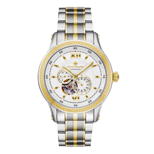 René Mouris Corona 70106RM4 men's automatic watch, two-tone gold with white dial – front view