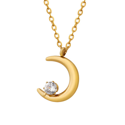 "Crescent" Necklace, 18K Gold Plated Steel