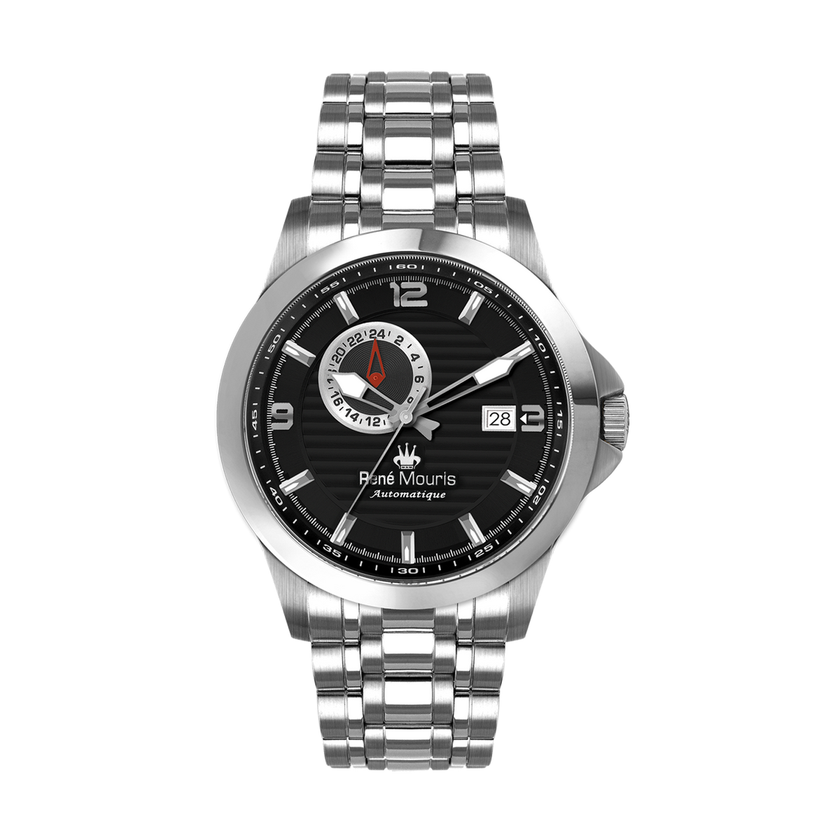 René Mouris Cygnus 70104RM2 men's watch, silver, black dial – front view