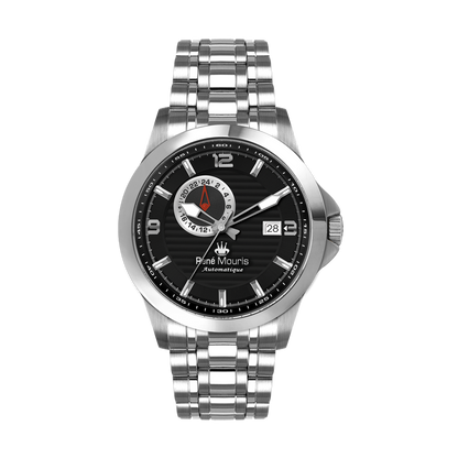 René Mouris Cygnus 70104RM2 men's watch, silver, black dial – front view
