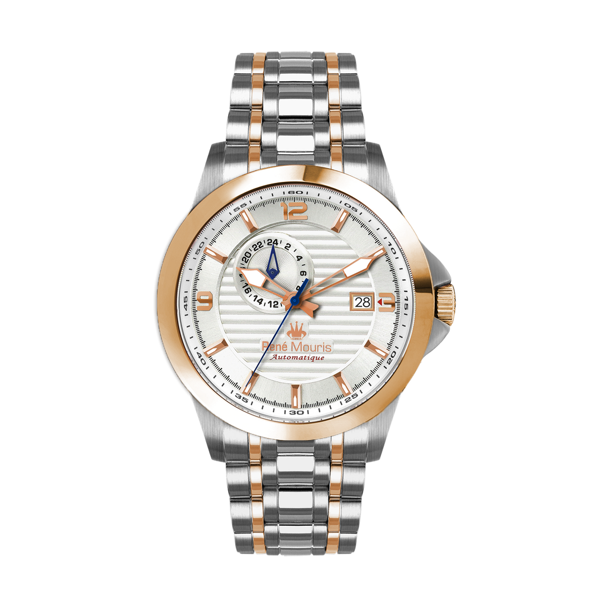 René Mouris Cygnus 70104RM4 men's watch, two-tone rose gold, white dial – front view