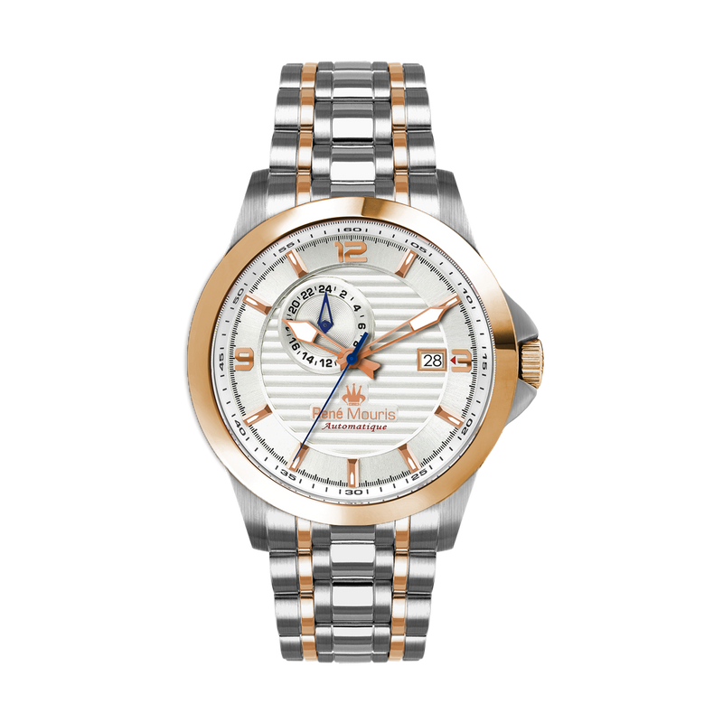 René Mouris Cygnus 70104RM4 men's watch, two-tone rose gold, white dial – front view