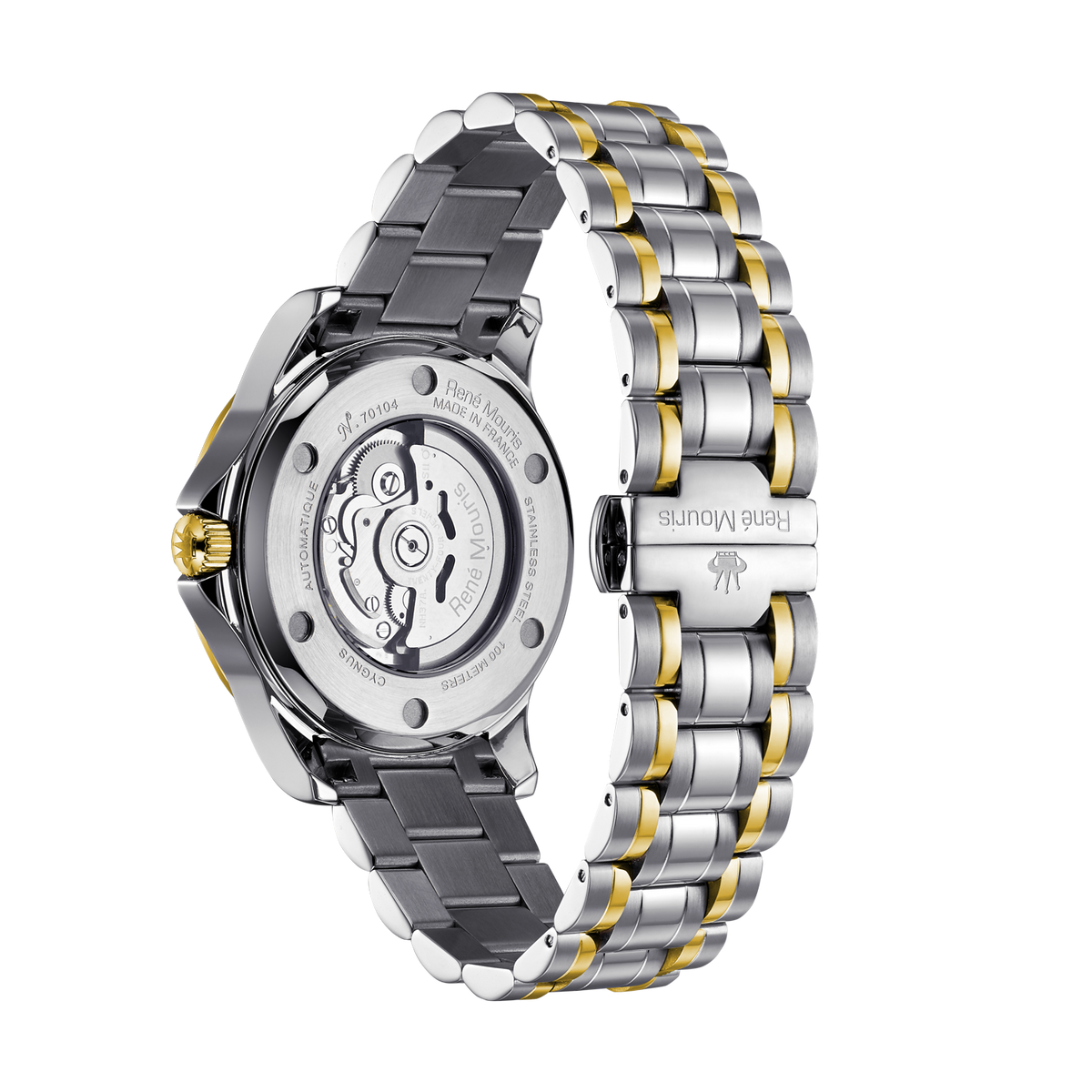 René Mouris Cygnus 70104RM5 men's watch, two-tone gold, white dial – case back