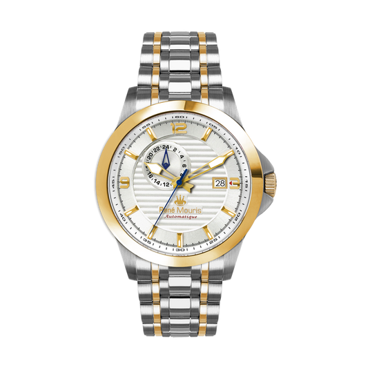 René Mouris Cygnus 70104RM5 men's watch, two-tone gold, white dial – front view