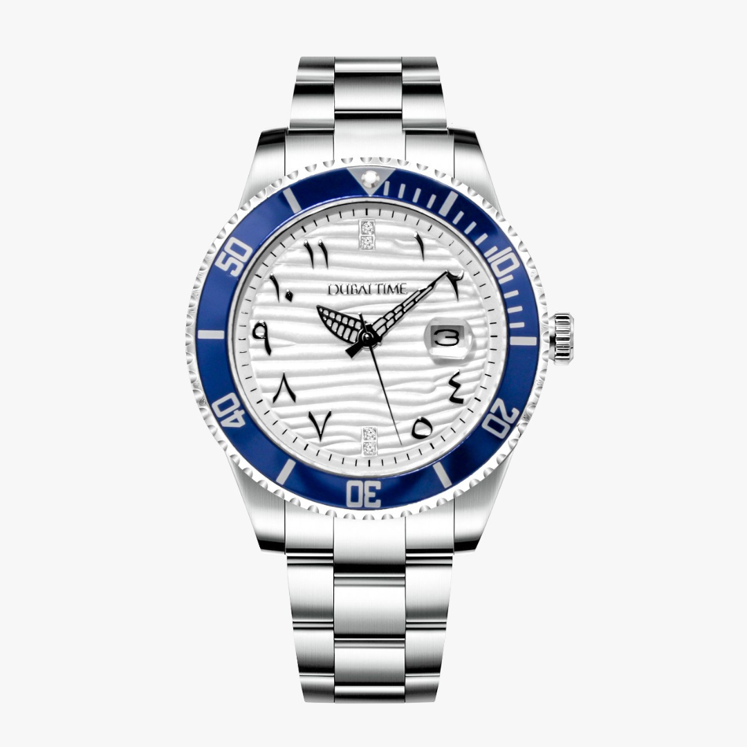 Dubai Time Submariner-Style Men's Watch – Stainless Steel, Arabic Dial, Date Display