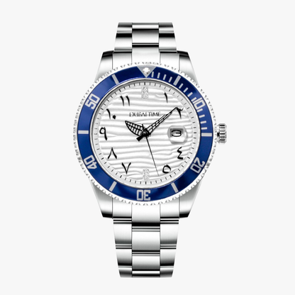Dubai Time Submariner-Style Men's Watch – Stainless Steel, Arabic Dial, Date Display