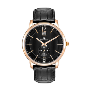René Mouris Executive 80101RM5 men's watch, rose gold, black dial, black leather strap – front view